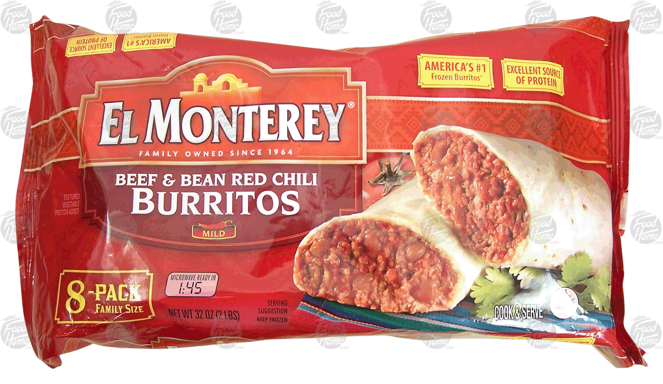 El Monterey  beef & bean red chili burritos, mild, 8 pack Full-Size Picture